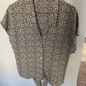 Small, SS, leopard print, button down blouse